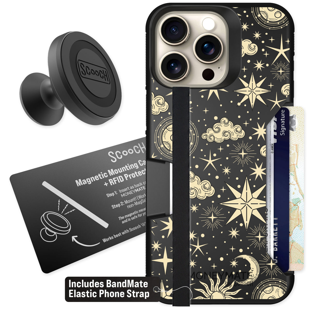 Scooch Moneymate Celestial Sleep for iPhone 15 Pro Max — Starter Bundle