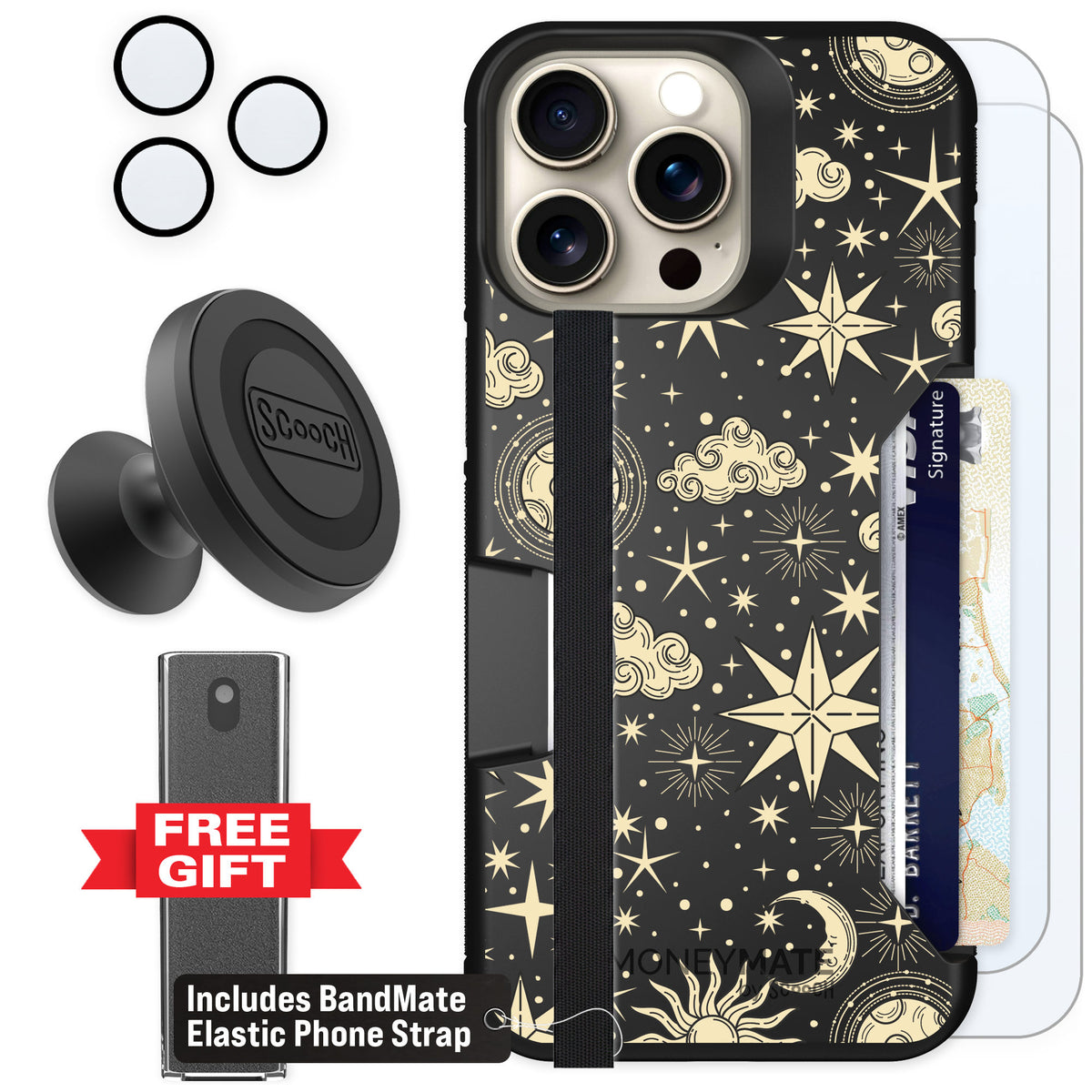Scooch Moneymate Celestial Sleep for iPhone 15 Pro Max — Defender Bundle
