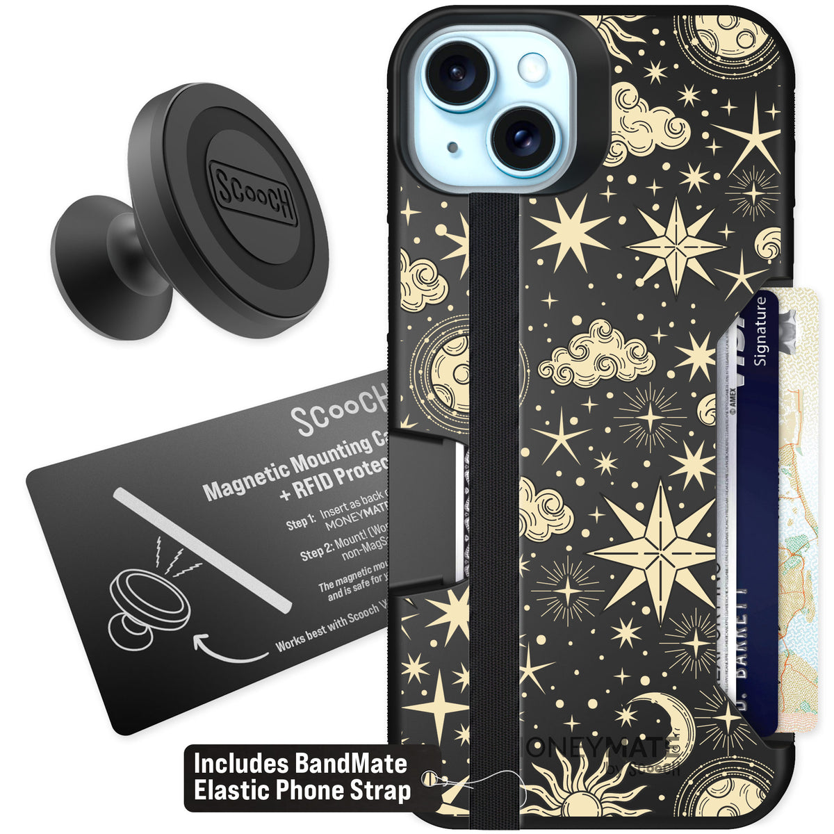 Scooch Moneymate Celestial Sleep for iPhone 15 Plus — Starter Bundle