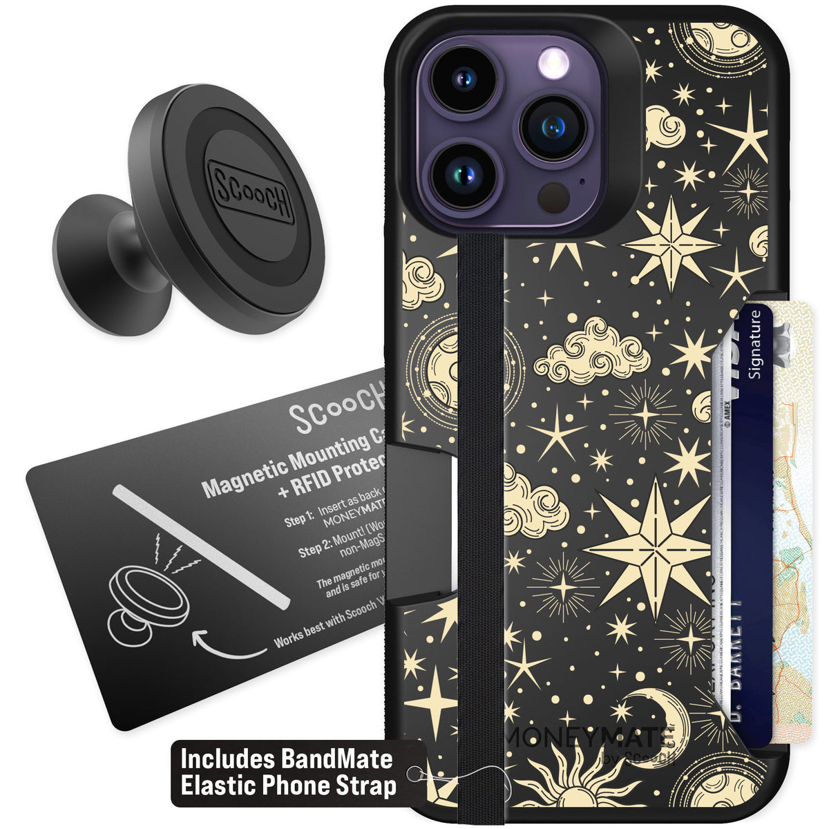 Scooch Moneymate Celestial Sleep for iPhone 14 Pro Max — Starter Bundle