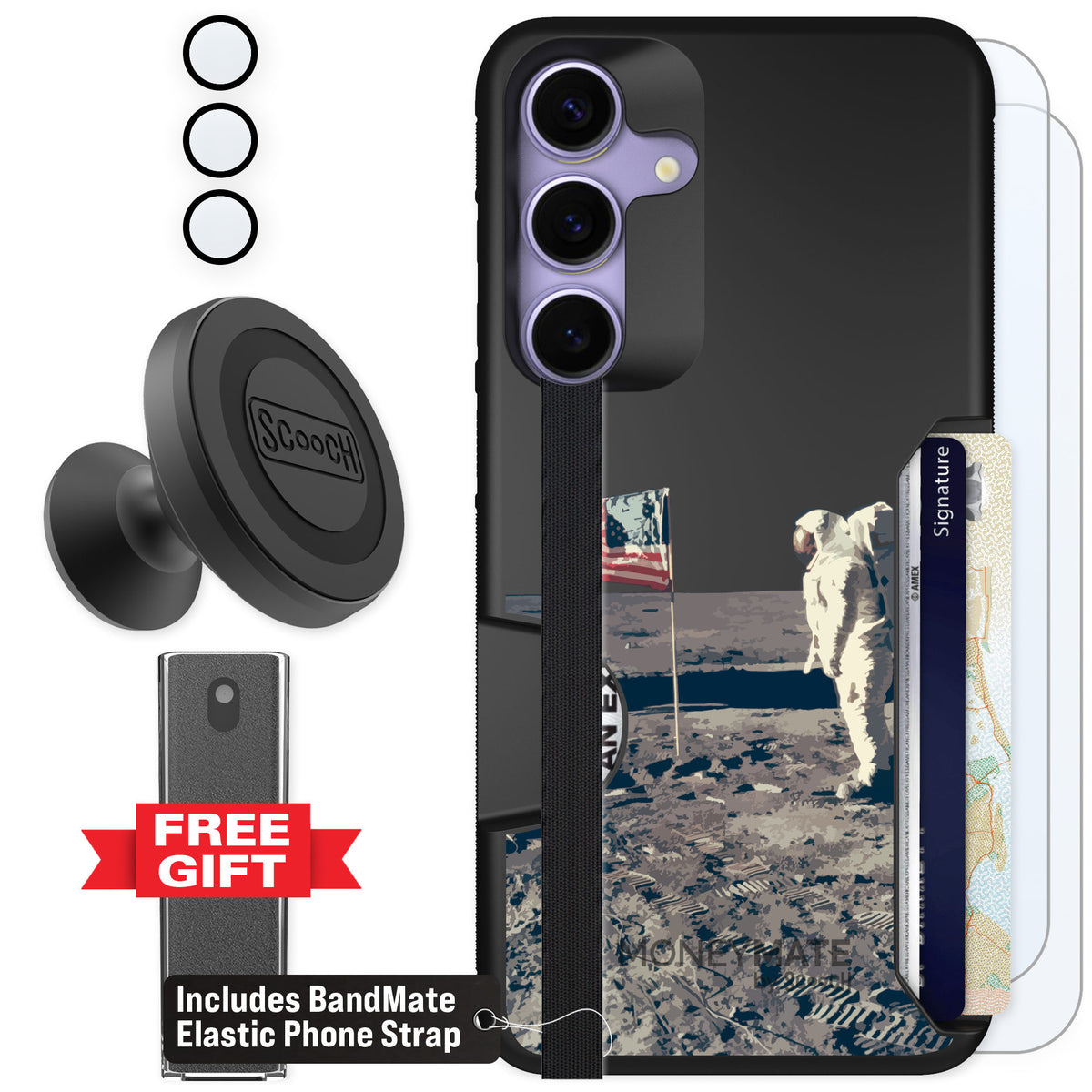 Scooch Moneymate Lunar Landing for Galaxy S25+ β Defender Bundle