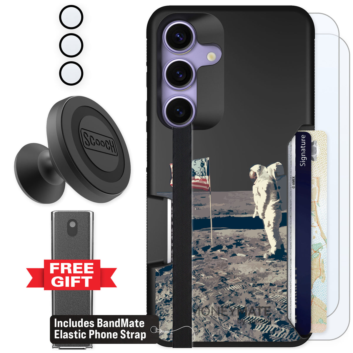 Scooch Moneymate Lunar Landing for Galaxy S25 β Defender Bundle