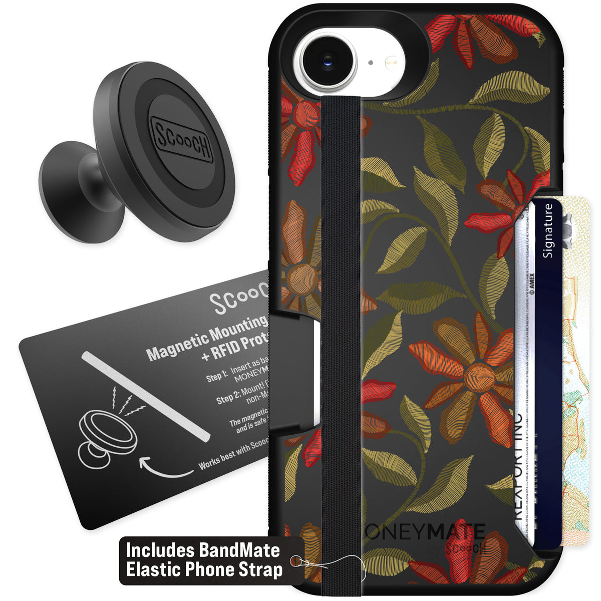 Scooch Moneymate Floral Tapestry for iPhone 16e β Starter Bundle