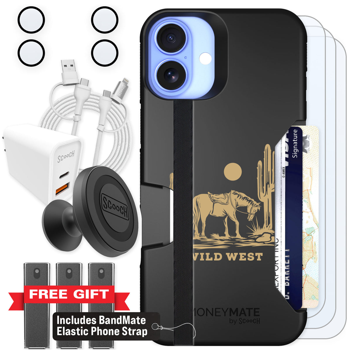 Scooch Moneymate Wild West for iPhone 16 Plus β Ultimate Bundle