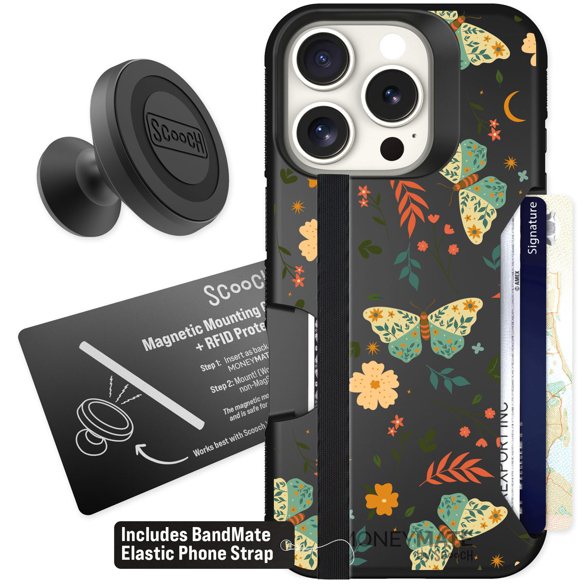 Scooch Moneymate Boho Nights for iPhone 16 Pro β Starter Bundle