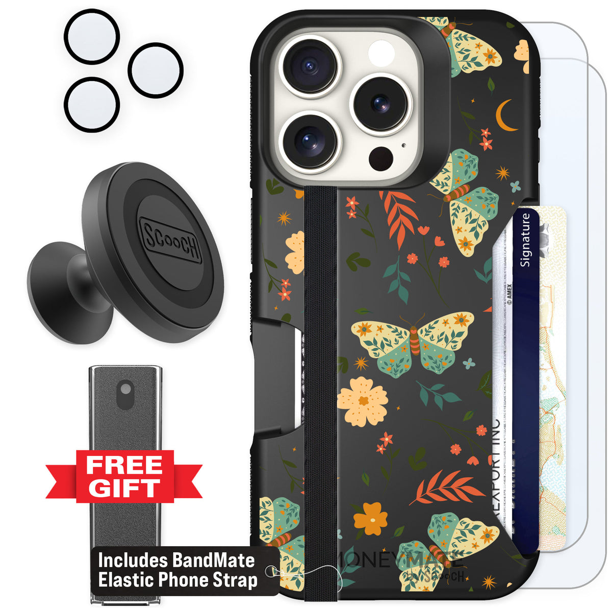 Scooch Moneymate Boho Nights for iPhone 16 Pro β Defender Bundle
