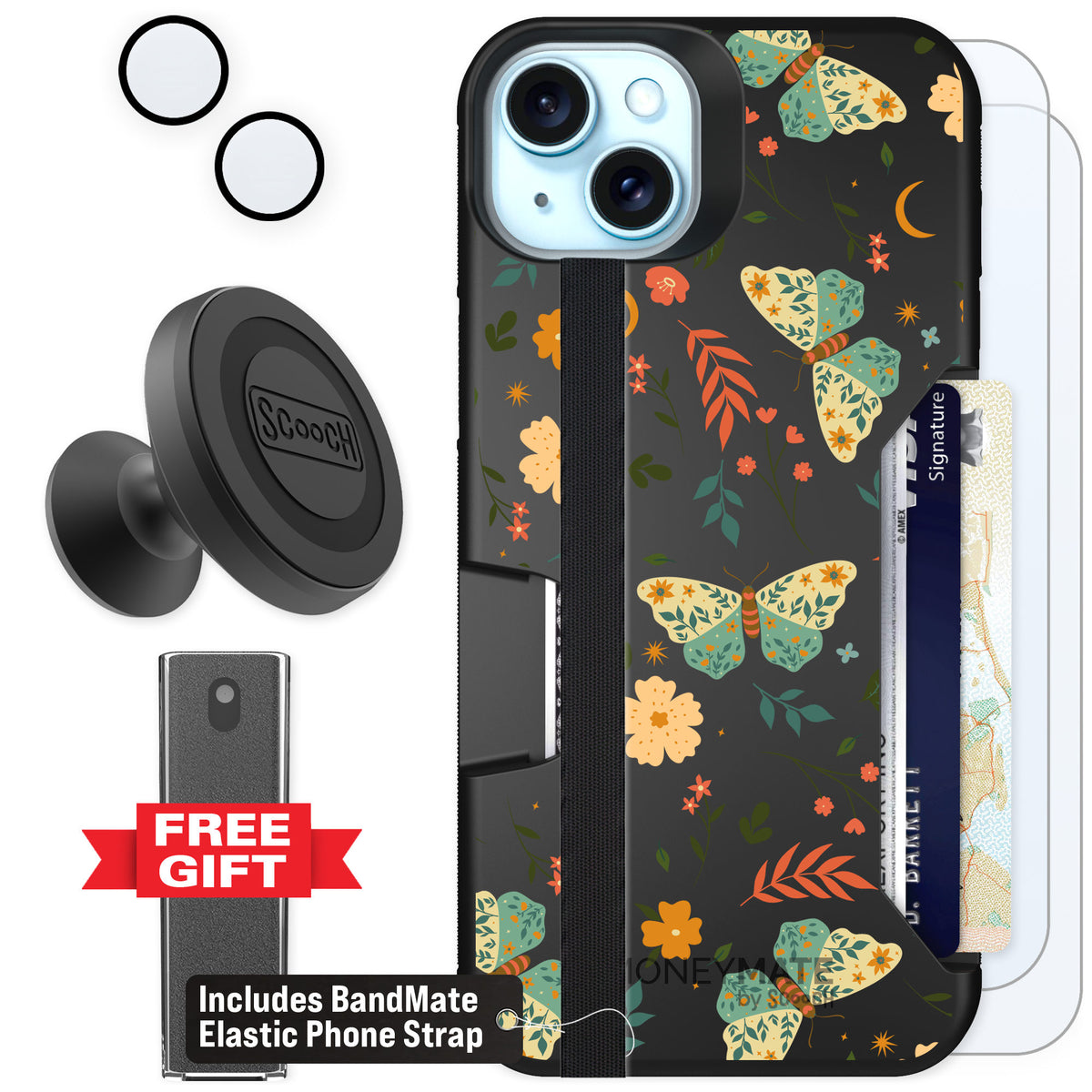 Scooch Moneymate Boho Nights for iPhone 15 Plus β Defender Bundle