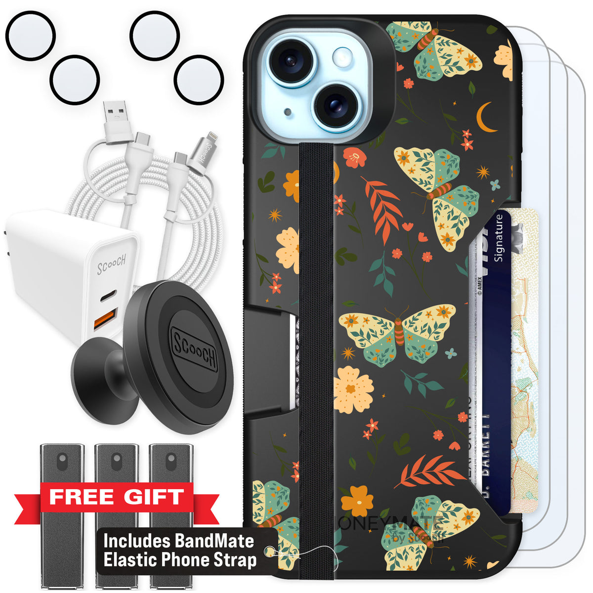 Scooch Moneymate Boho Nights for iPhone 15 Plus β Ultimate Bundle