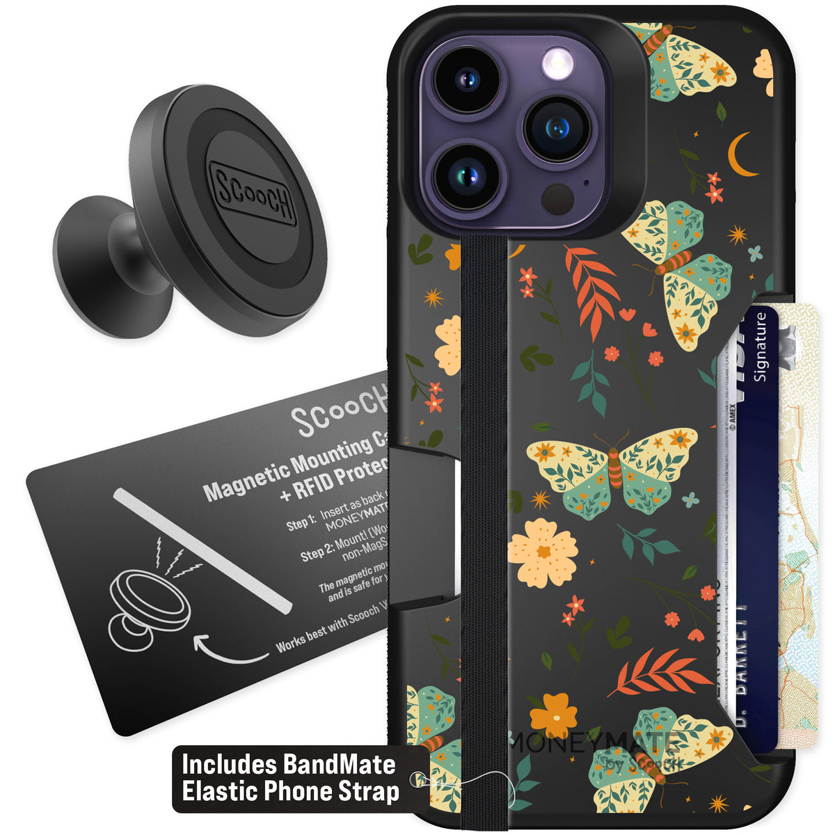 Scooch Moneymate Boho Nights for iPhone 14 Pro Max β Starter Bundle