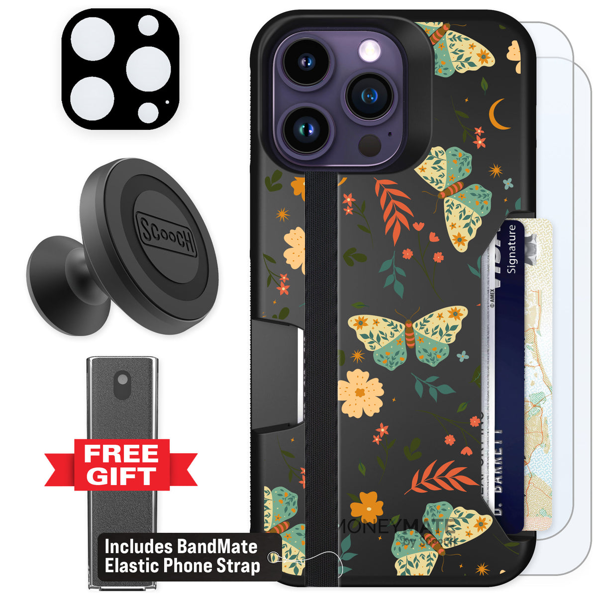 Scooch Moneymate Boho Nights for iPhone 14 Pro Max β Defender Bundle