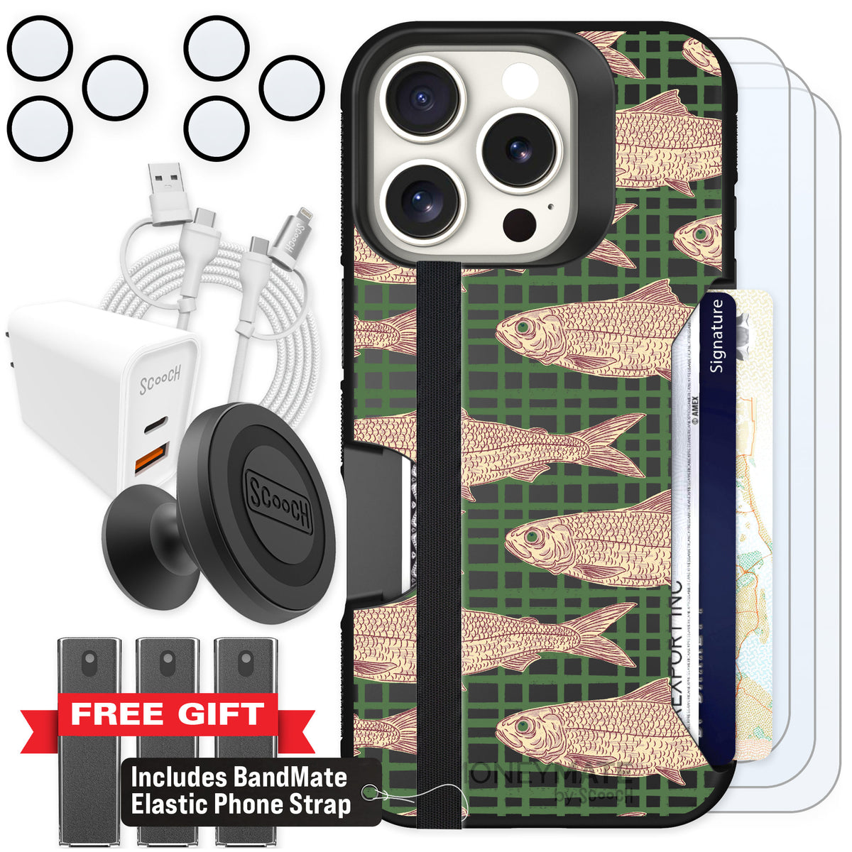 Scooch Moneymate Fresh Catch for iPhone 16 Pro β Ultimate Bundle