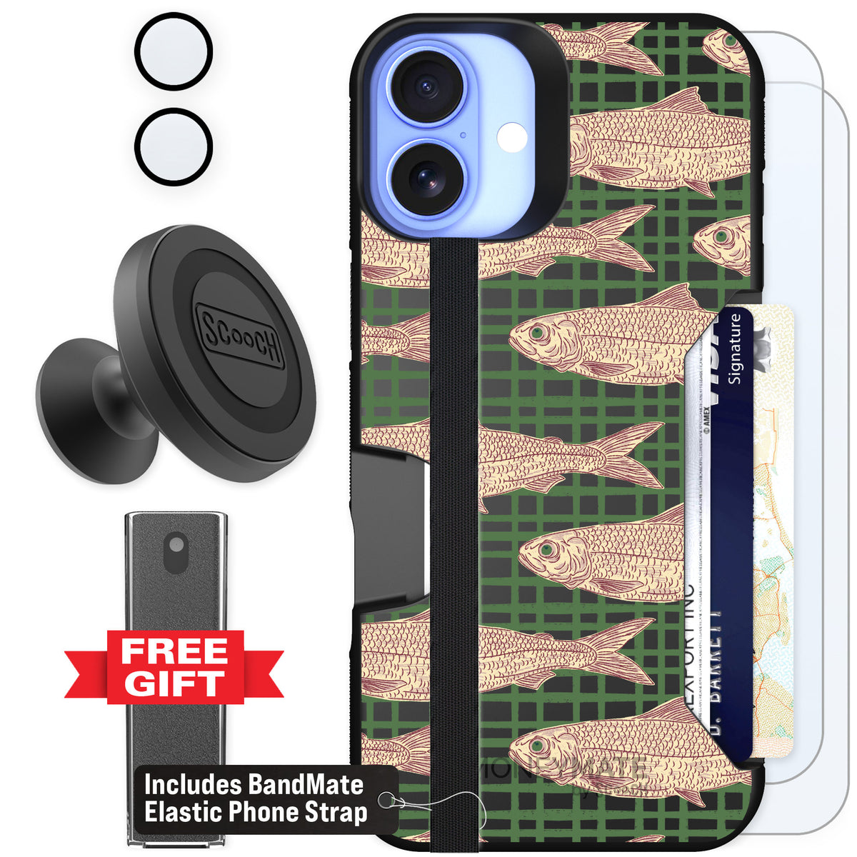 Scooch Moneymate Fresh Catch for iPhone 16 Plus β Defender Bundle