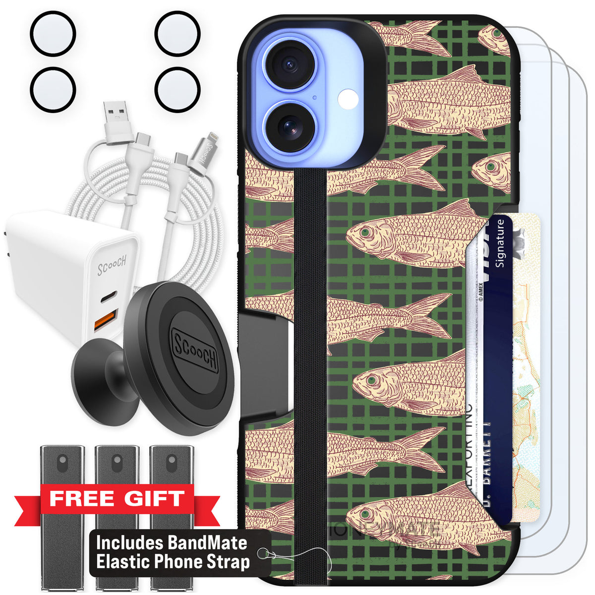 Scooch Moneymate Fresh Catch for iPhone 16 Plus β Ultimate Bundle