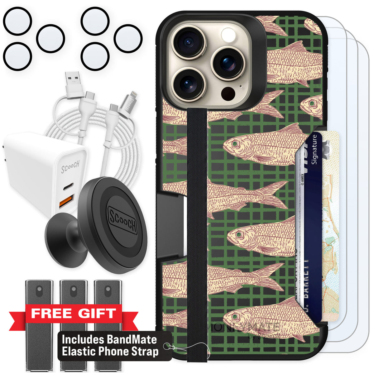 Scooch Moneymate Fresh Catch for iPhone 15 Pro Max β Ultimate Bundle