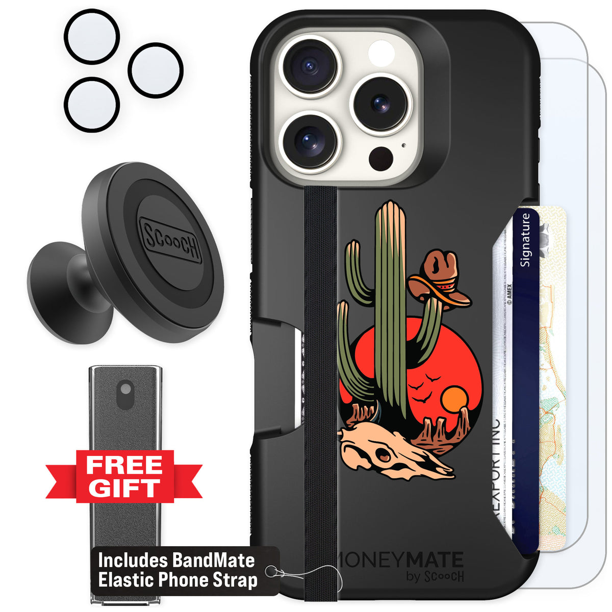 Scooch Moneymate Cactus Flash for iPhone 16 Pro β Defender Bundle
