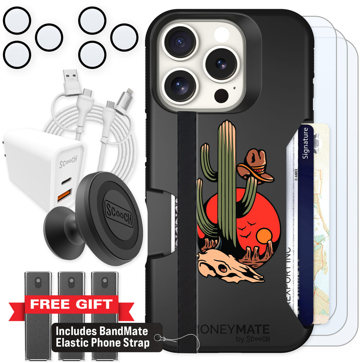 Scooch Moneymate Cactus Flash for iPhone 16 Pro β Ultimate Bundle