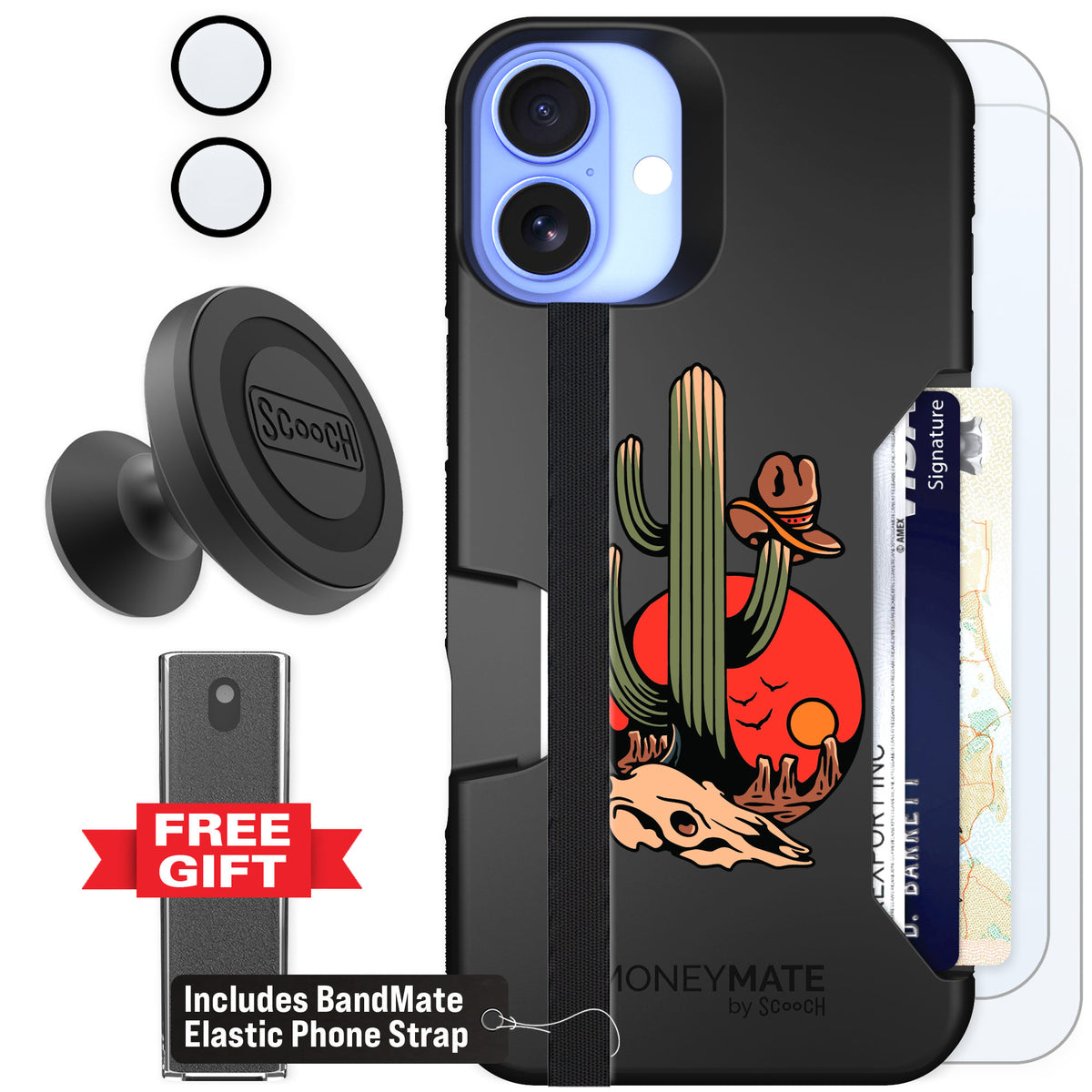 Scooch Moneymate Cactus Flash for iPhone 16 Plus β Defender Bundle