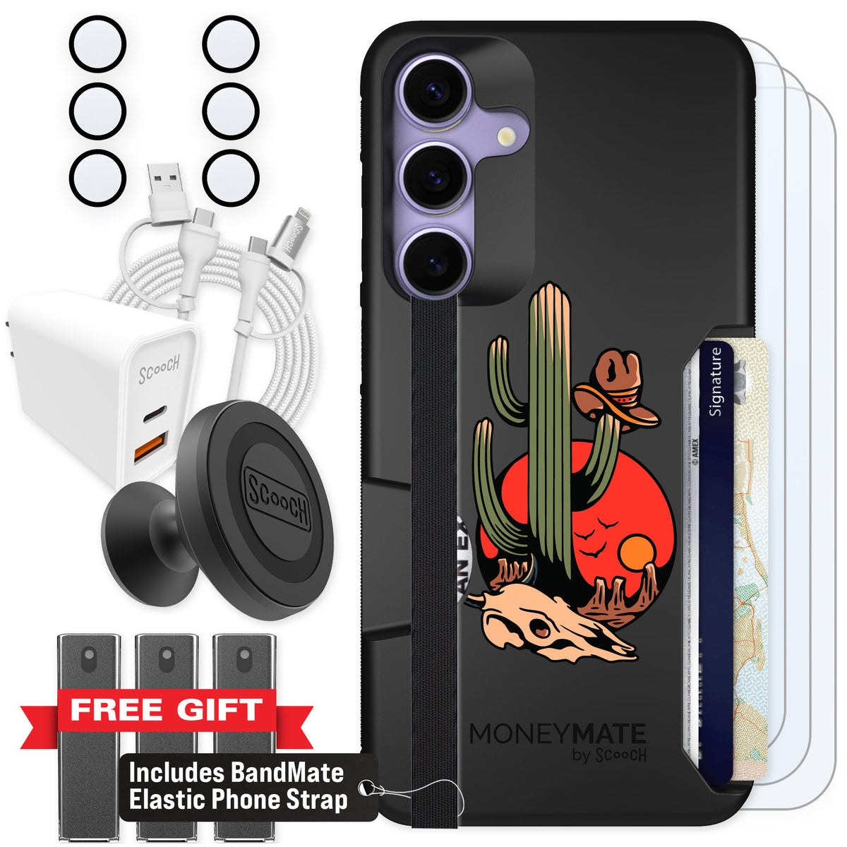Scooch Moneymate Cactus Flash for Galaxy S25+ β Ultimate Bundle