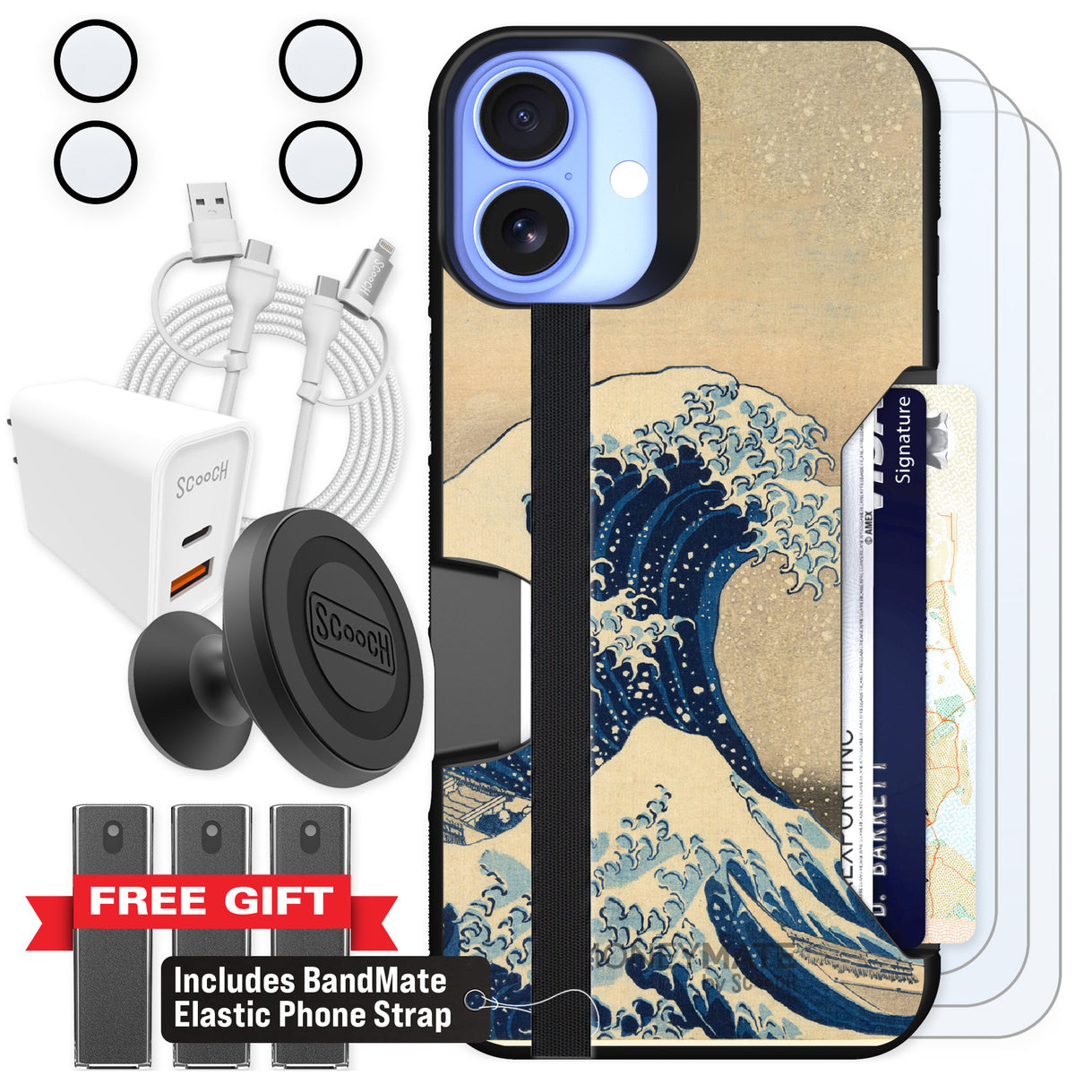Scooch Moneymate Great Wave for iPhone 16 Plus β Ultimate Bundle
