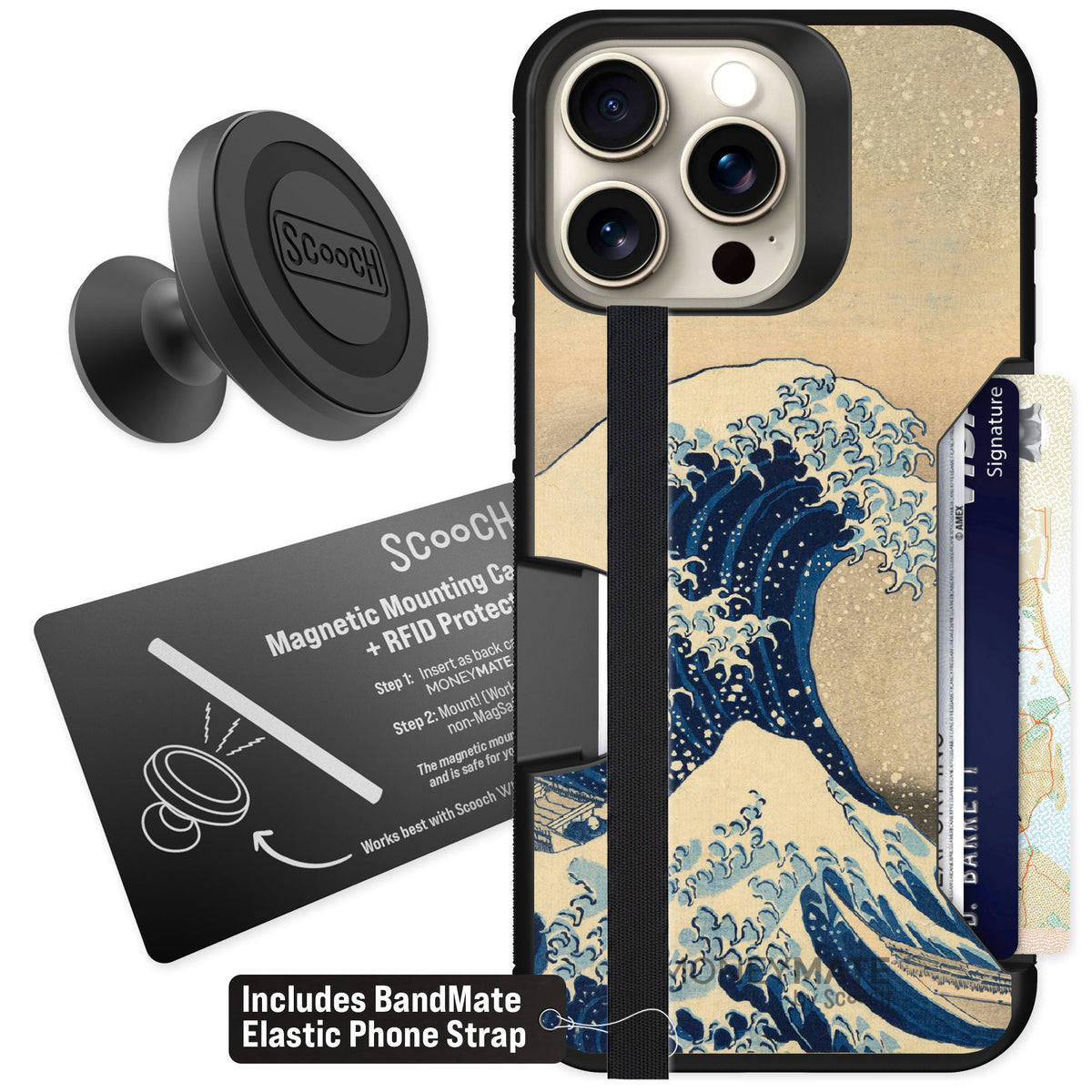 Scooch Moneymate Great Wave for iPhone 15 Pro Max β Starter Bundle
