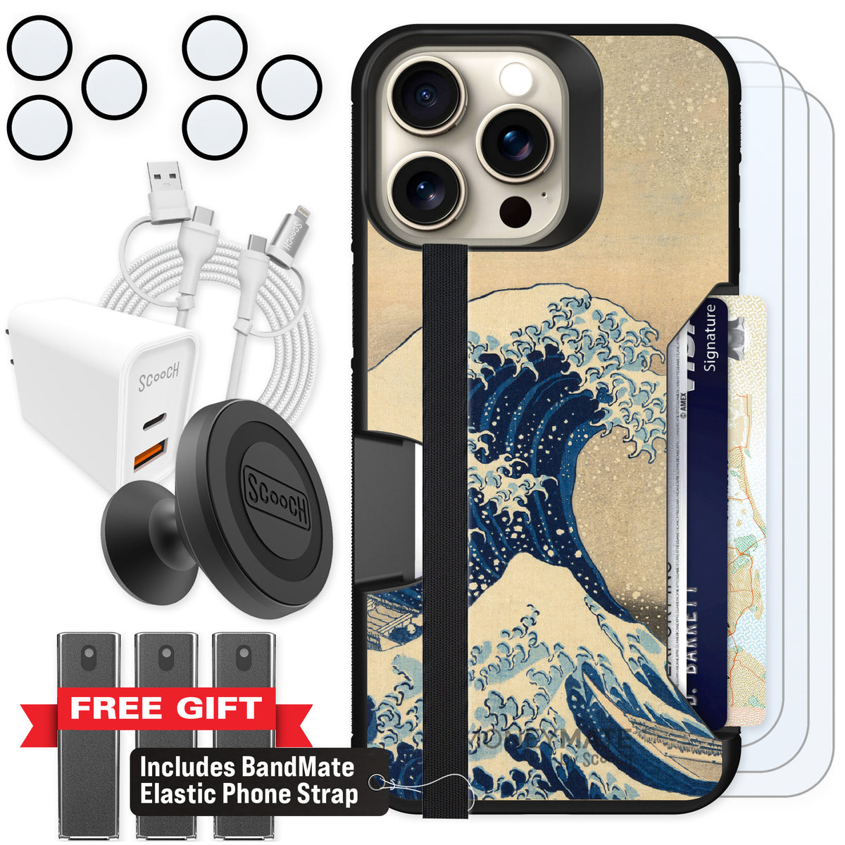 Scooch Moneymate Great Wave for iPhone 15 Pro Max β Ultimate Bundle