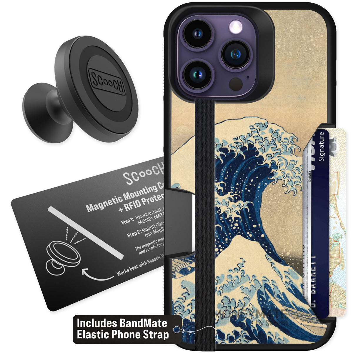 Scooch Moneymate Great Wave for iPhone 14 Pro Max β Starter Bundle