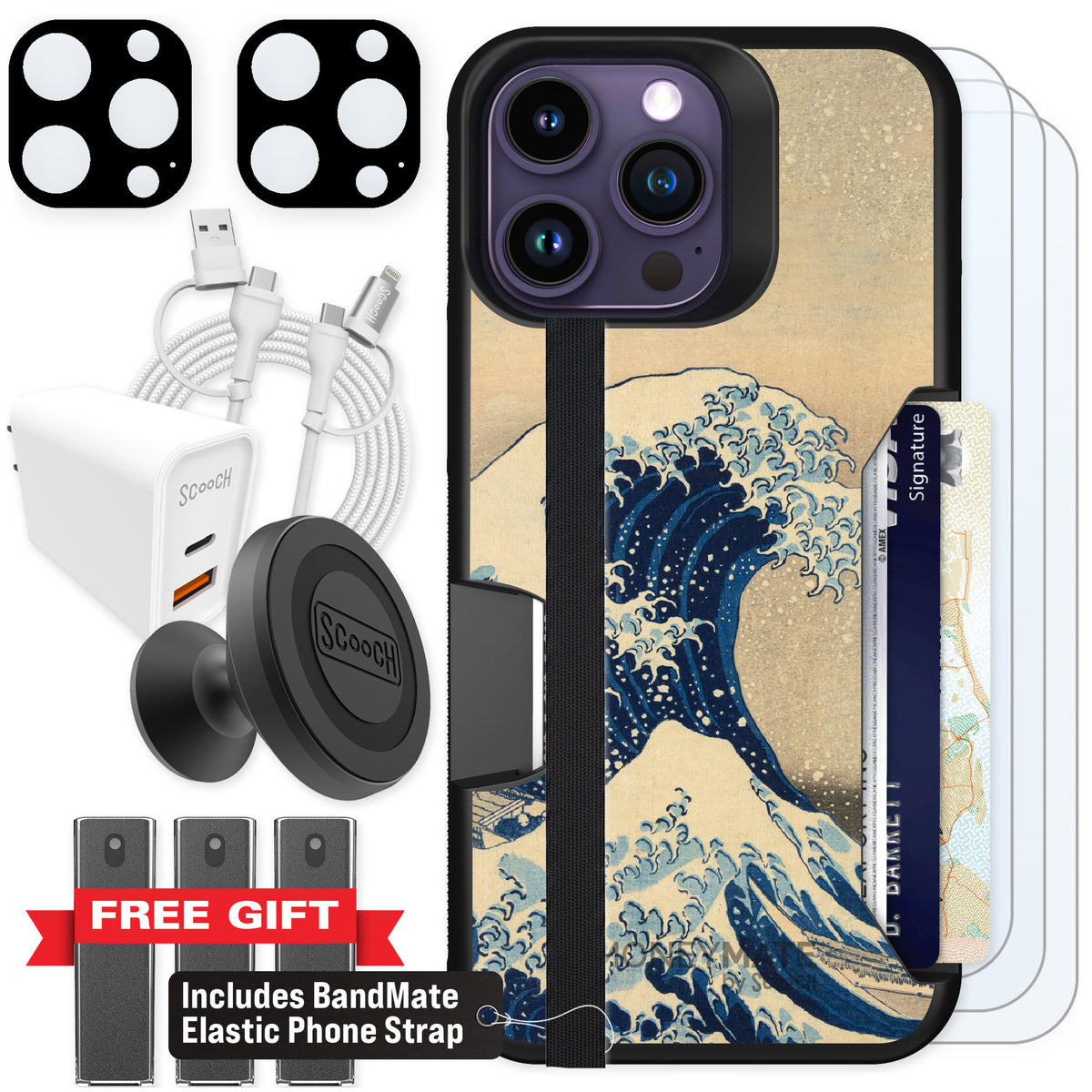 Scooch Moneymate Great Wave for iPhone 14 Pro Max β Ultimate Bundle