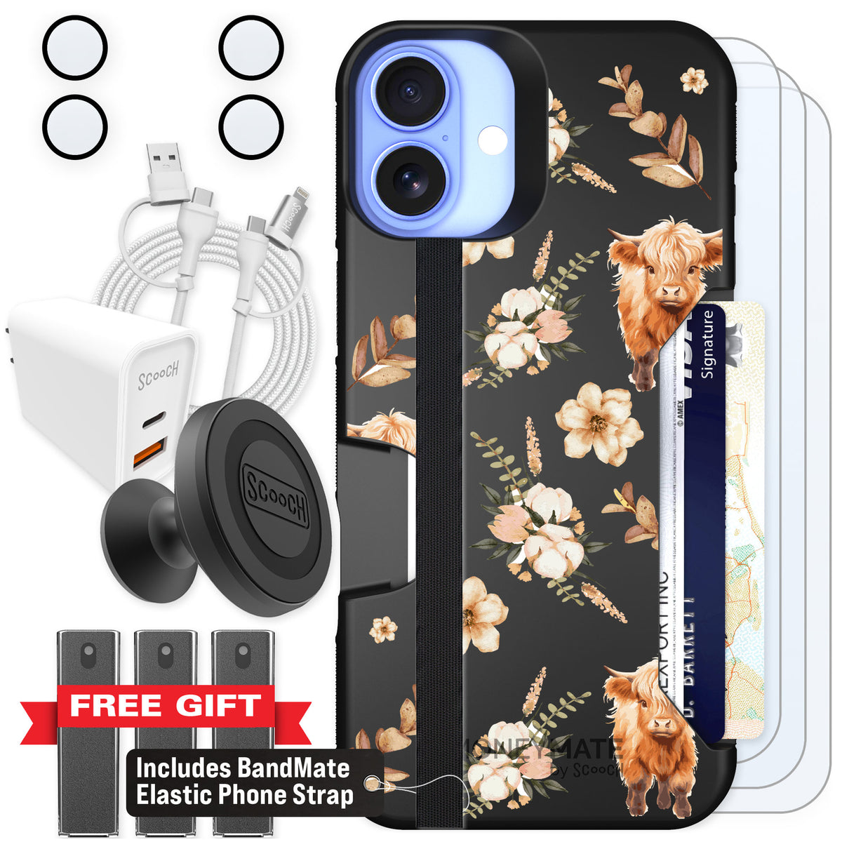 Scooch Moneymate Baby Cow for iPhone 16 Plus — Ultimate Bundle