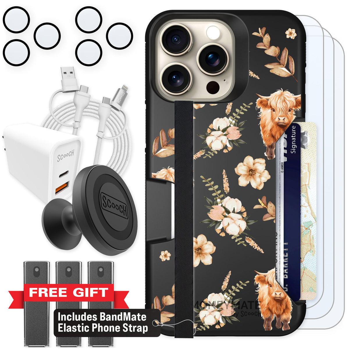 Scooch Moneymate Baby Cow for iPhone 15 Pro Max — Ultimate Bundle