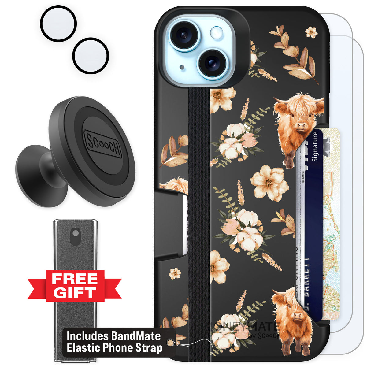 Scooch Moneymate Baby Cow for iPhone 15 Plus — Defender Bundle