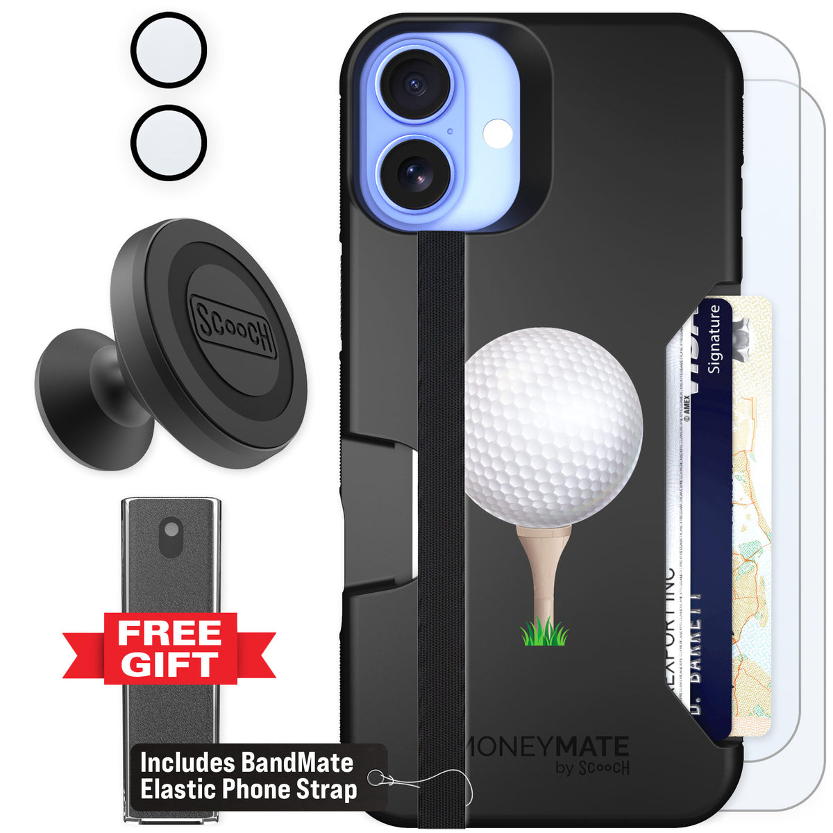 Scooch Moneymate Tee Time for iPhone 16 Plus β Defender Bundle