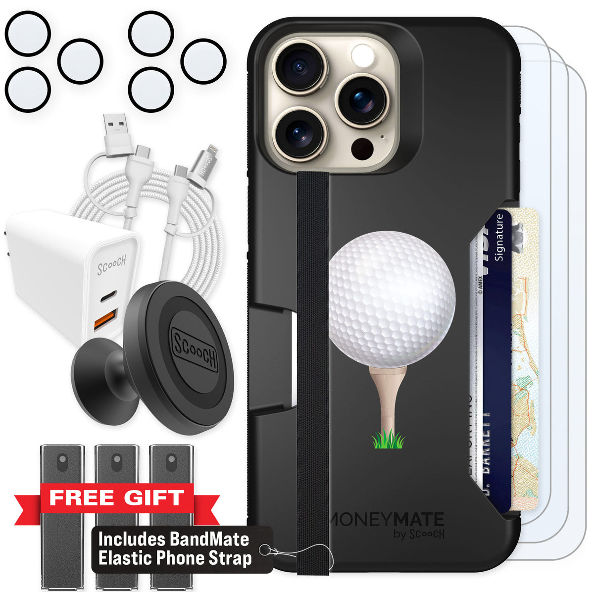 Scooch Moneymate Tee Time for iPhone 15 Pro Max β Ultimate Bundle