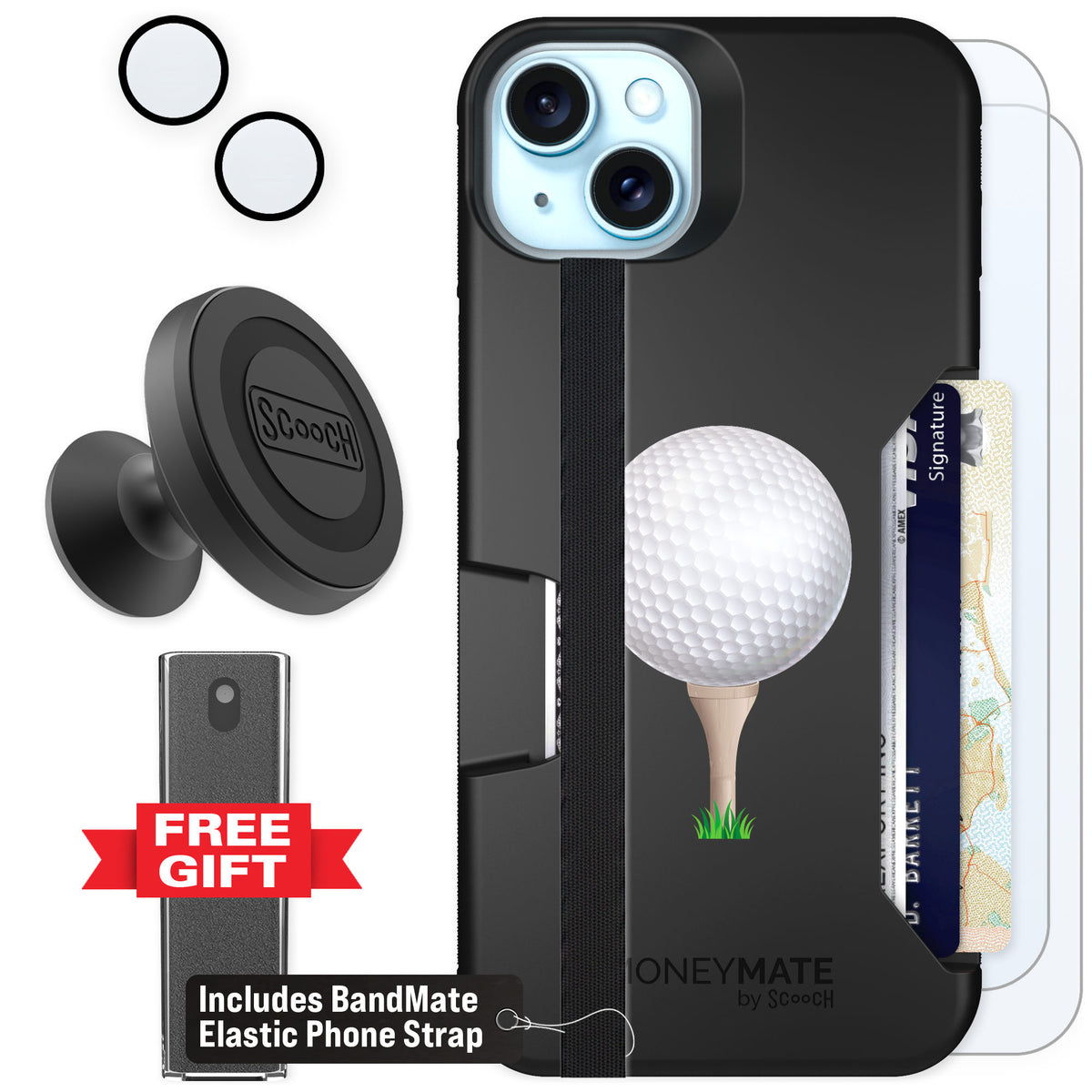 Scooch Moneymate Tee Time for iPhone 14 Plus β Defender Bundle