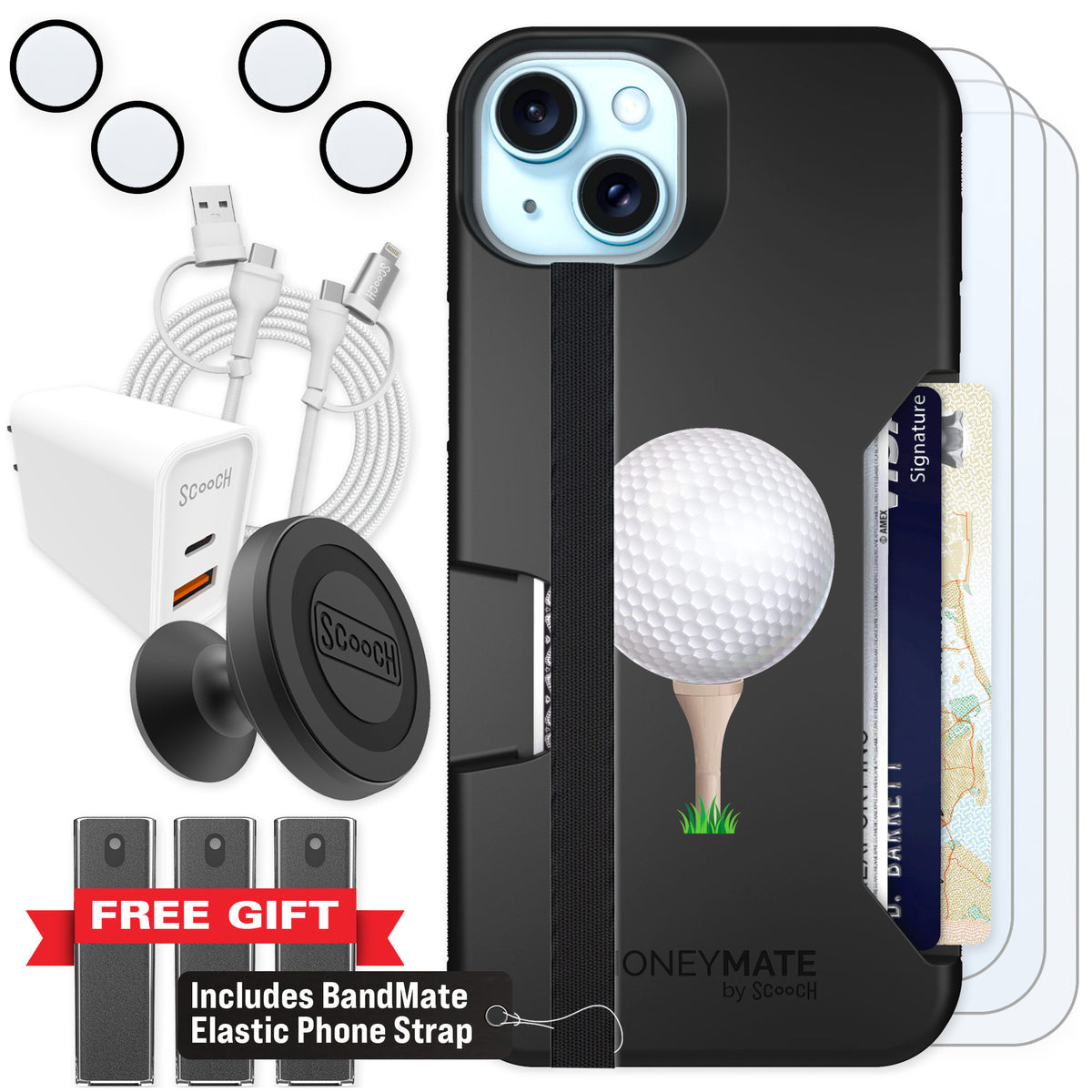 Scooch Moneymate Tee Time for iPhone 14 Plus β Ultimate Bundle