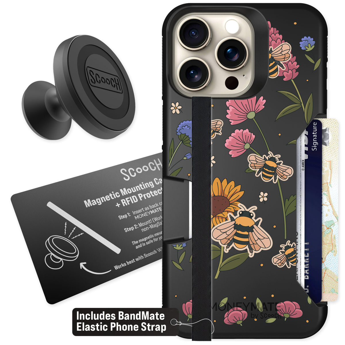 Scooch Moneymate Bee Happy for iPhone 15 Pro Max β Starter Bundle