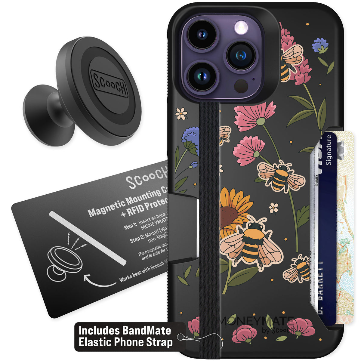 Scooch Moneymate Bee Happy for iPhone 14 Pro Max β Starter Bundle