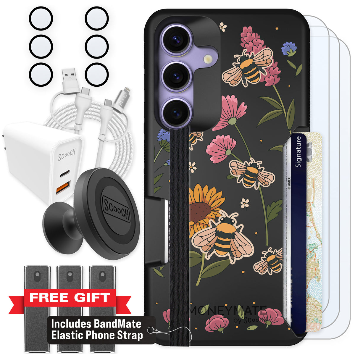 Scooch Moneymate Bee Happy for Galaxy S25 β Ultimate Bundle