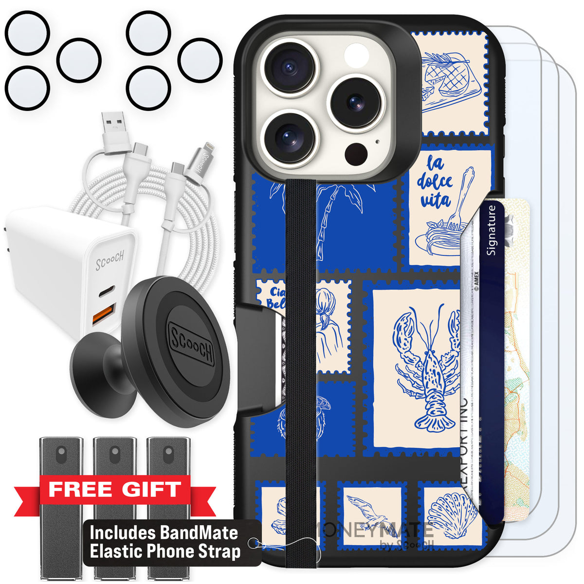 Scooch Moneymate Euro Summer for iPhone 16 Pro — Ultimate Bundle