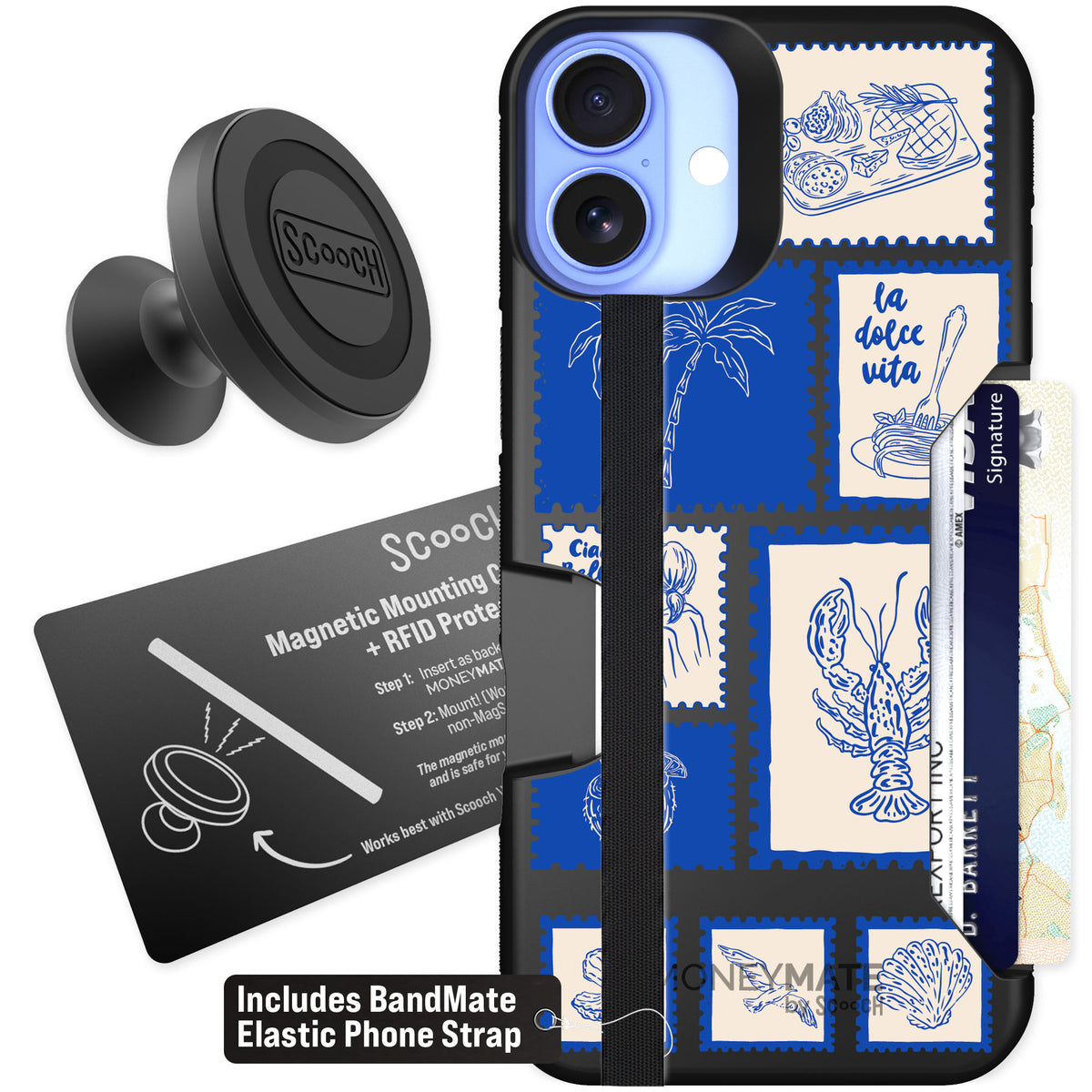Scooch Moneymate Euro Summer for iPhone 16 Plus — Starter Bundle