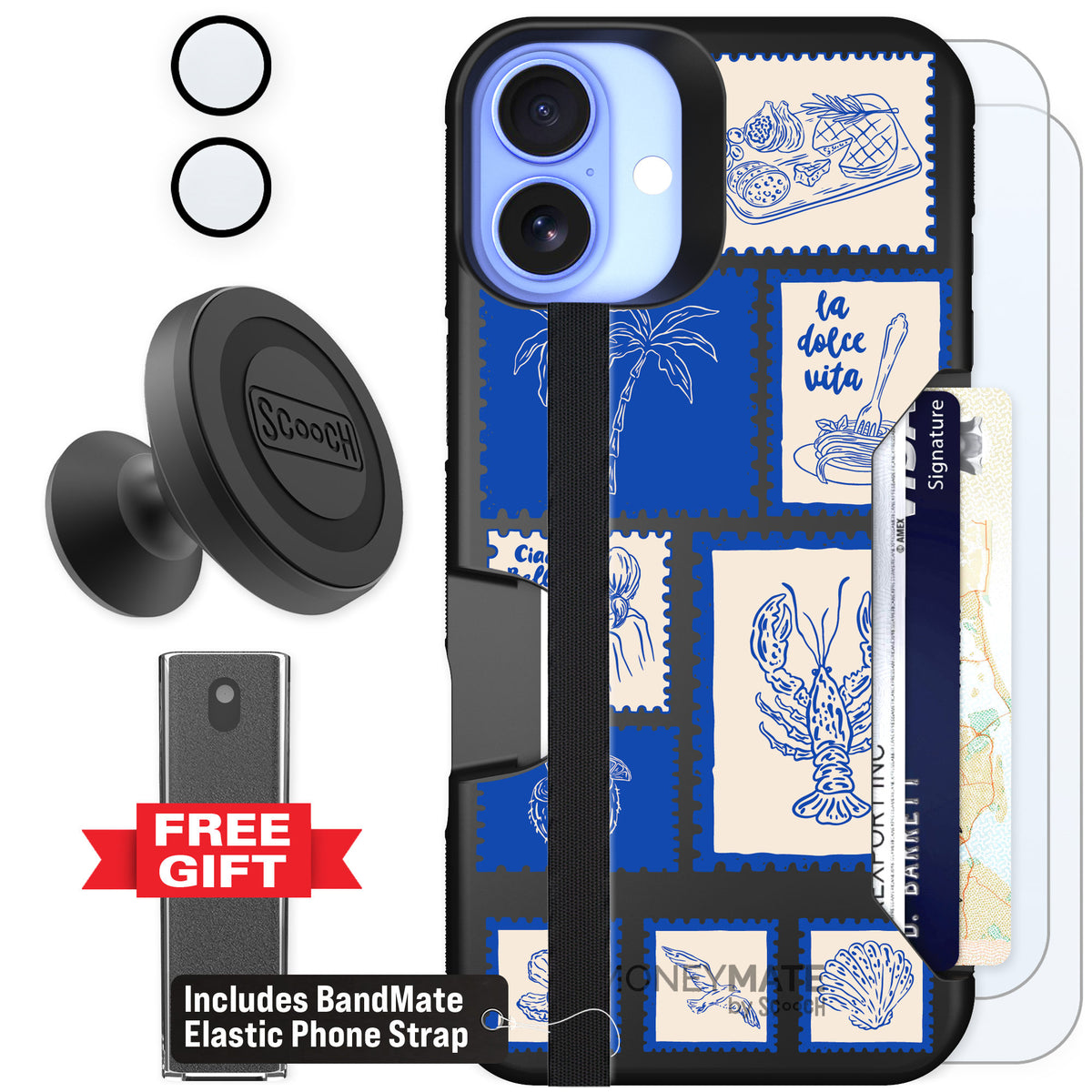Scooch Moneymate Euro Summer for iPhone 16 Plus — Defender Bundle