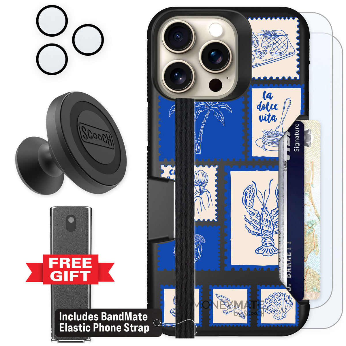 Scooch Moneymate Euro Summer for iPhone 15 Pro Max — Defender Bundle