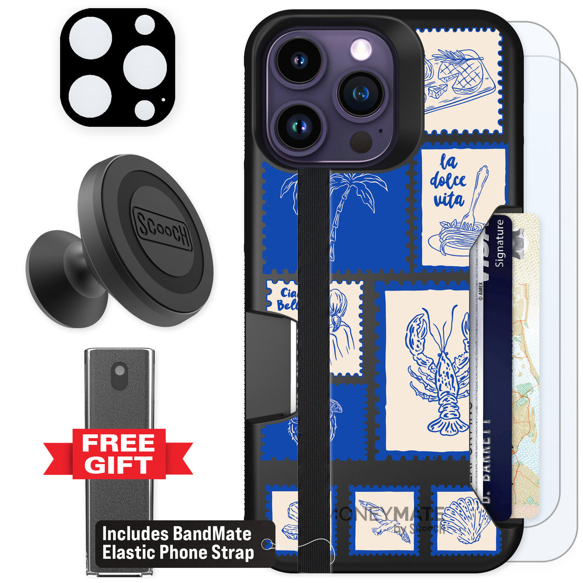 Scooch Moneymate Euro Summer for iPhone 14 Pro Max — Defender Bundle