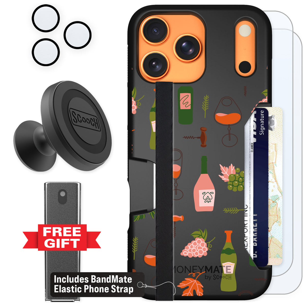 Scooch Moneymate Vino Vibes for iPhone 17 Pro Max β Defender Bundle
