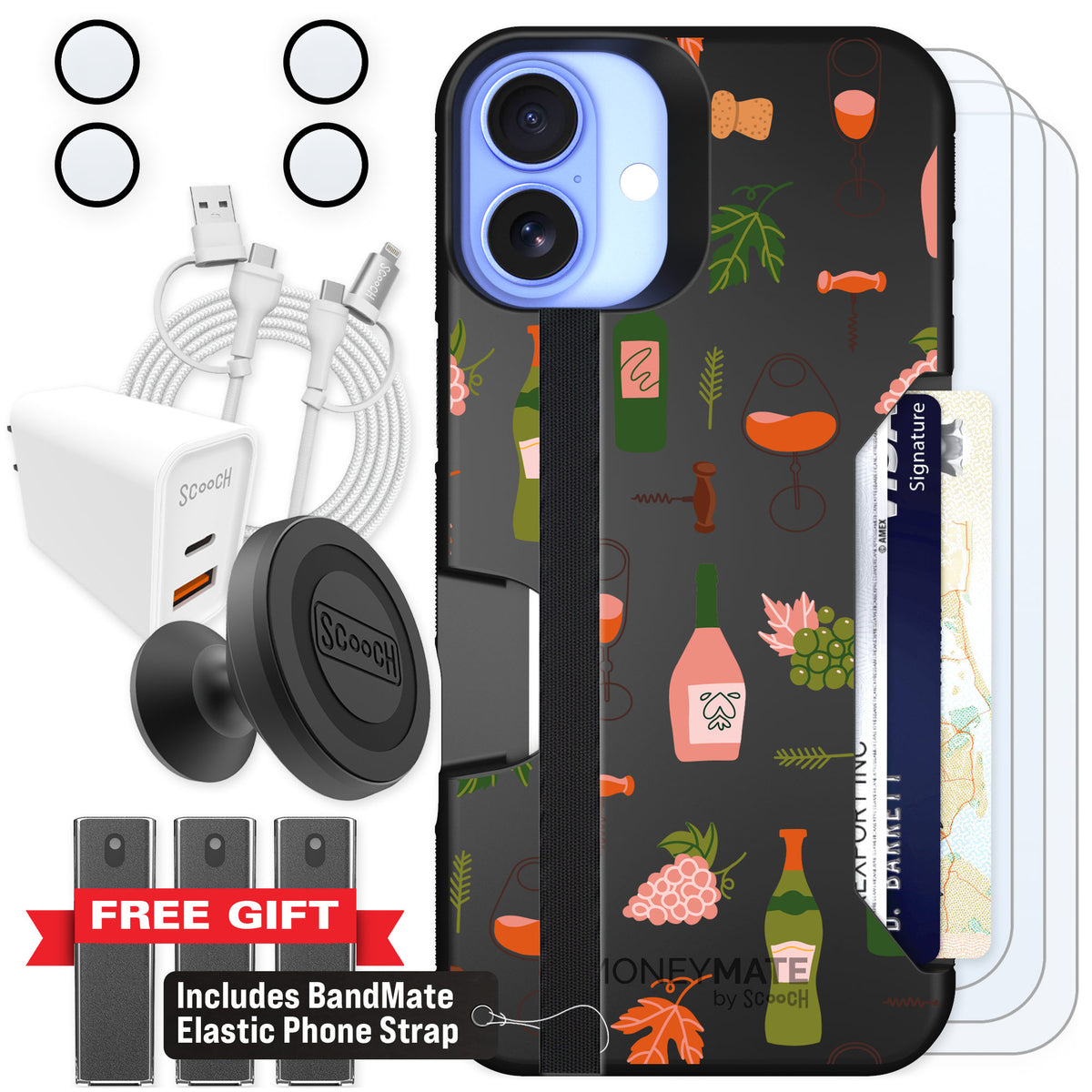 Scooch Moneymate Vino Vibes for iPhone 16 Plus β Ultimate Bundle
