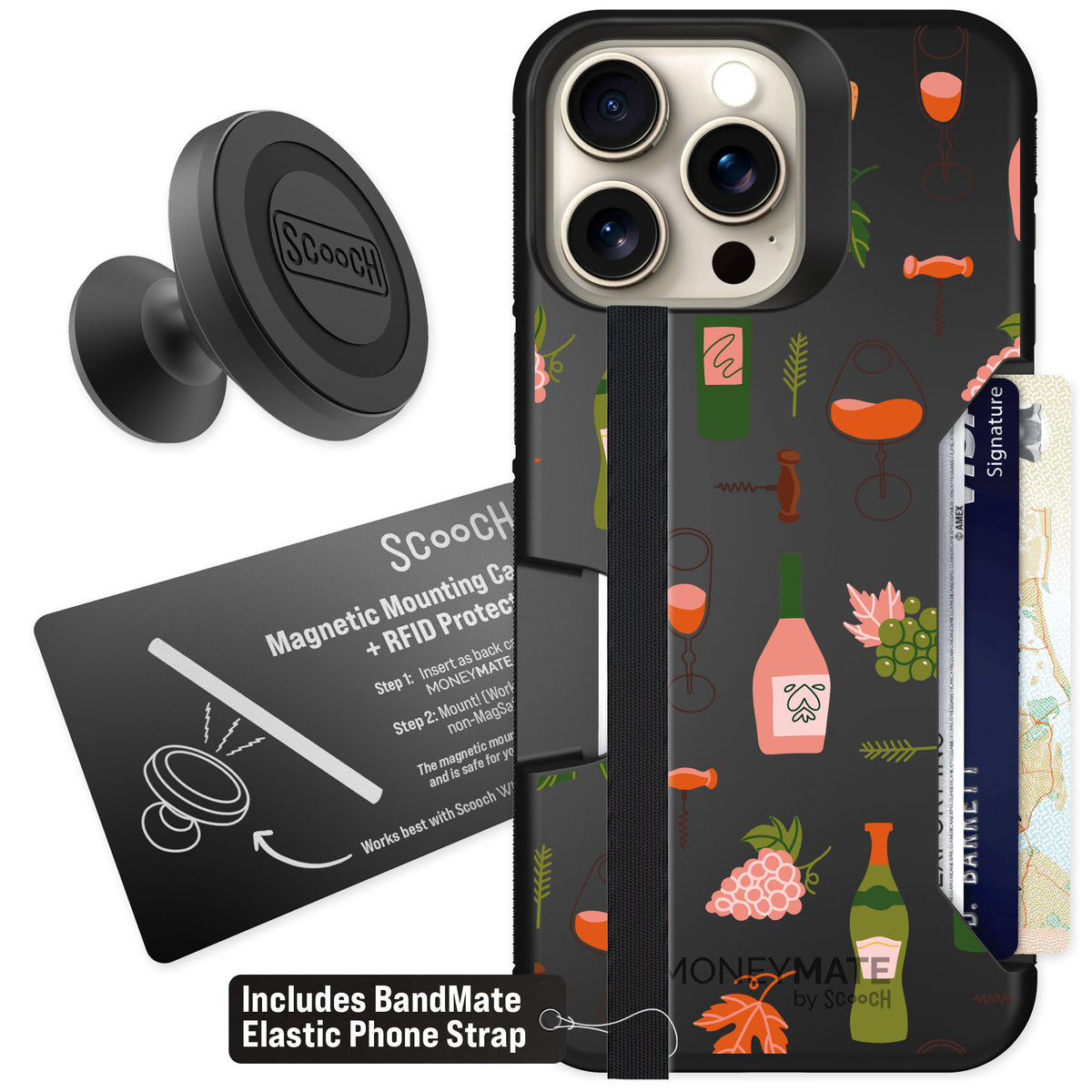 Scooch Moneymate Vino Vibes for iPhone 15 Pro Max β Starter Bundle