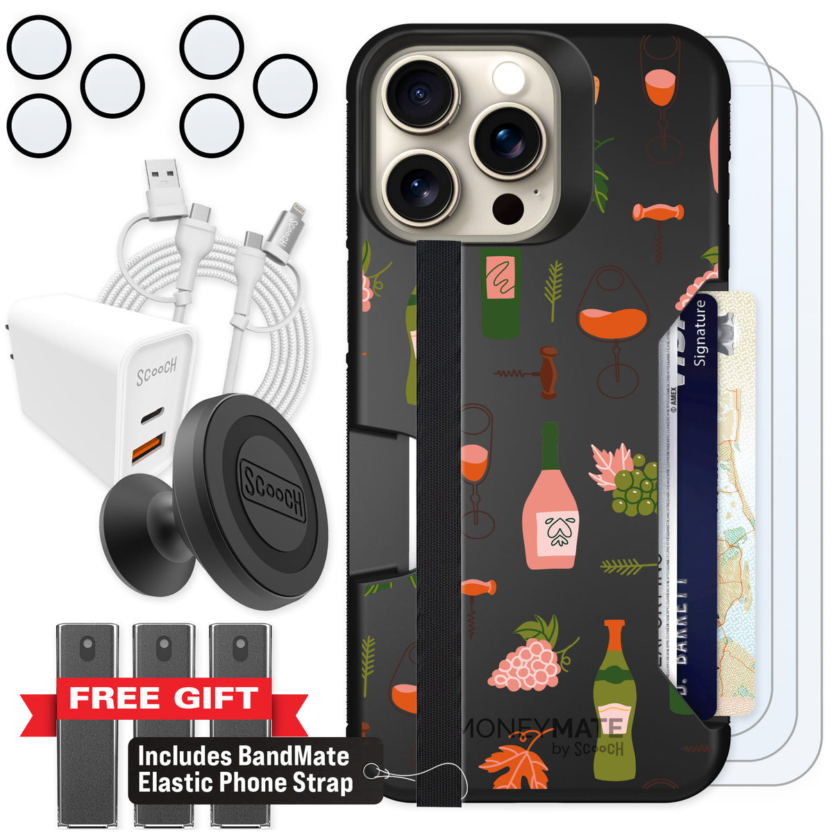 Scooch Moneymate Vino Vibes for iPhone 15 Pro Max β Ultimate Bundle
