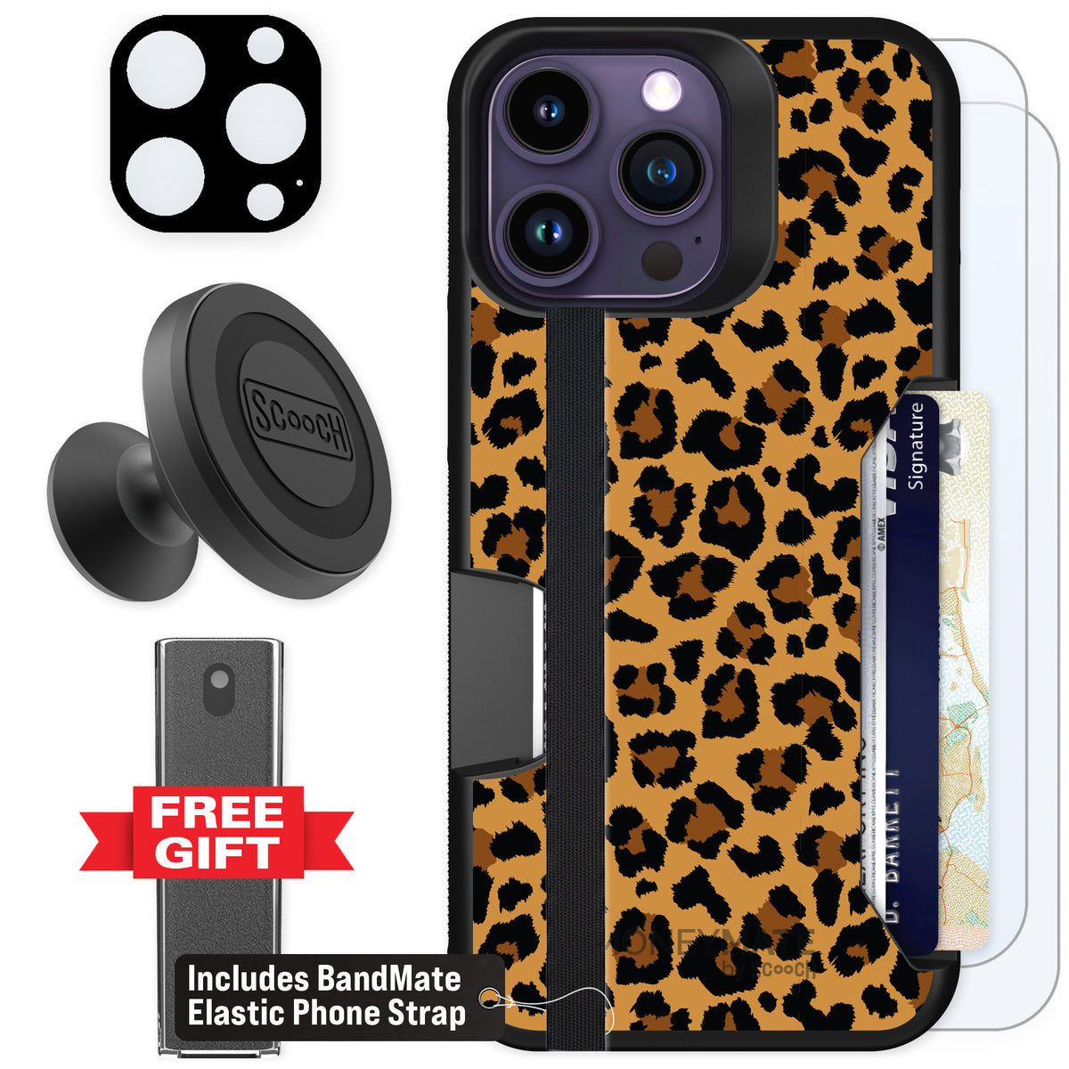 Scooch Moneymate Fierce Feline for iPhone 14 Pro Max β Defender Bundle
