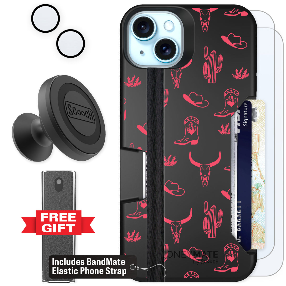 Scooch Moneymate Howdy Honey for iPhone 15 Plus β Defender Bundle