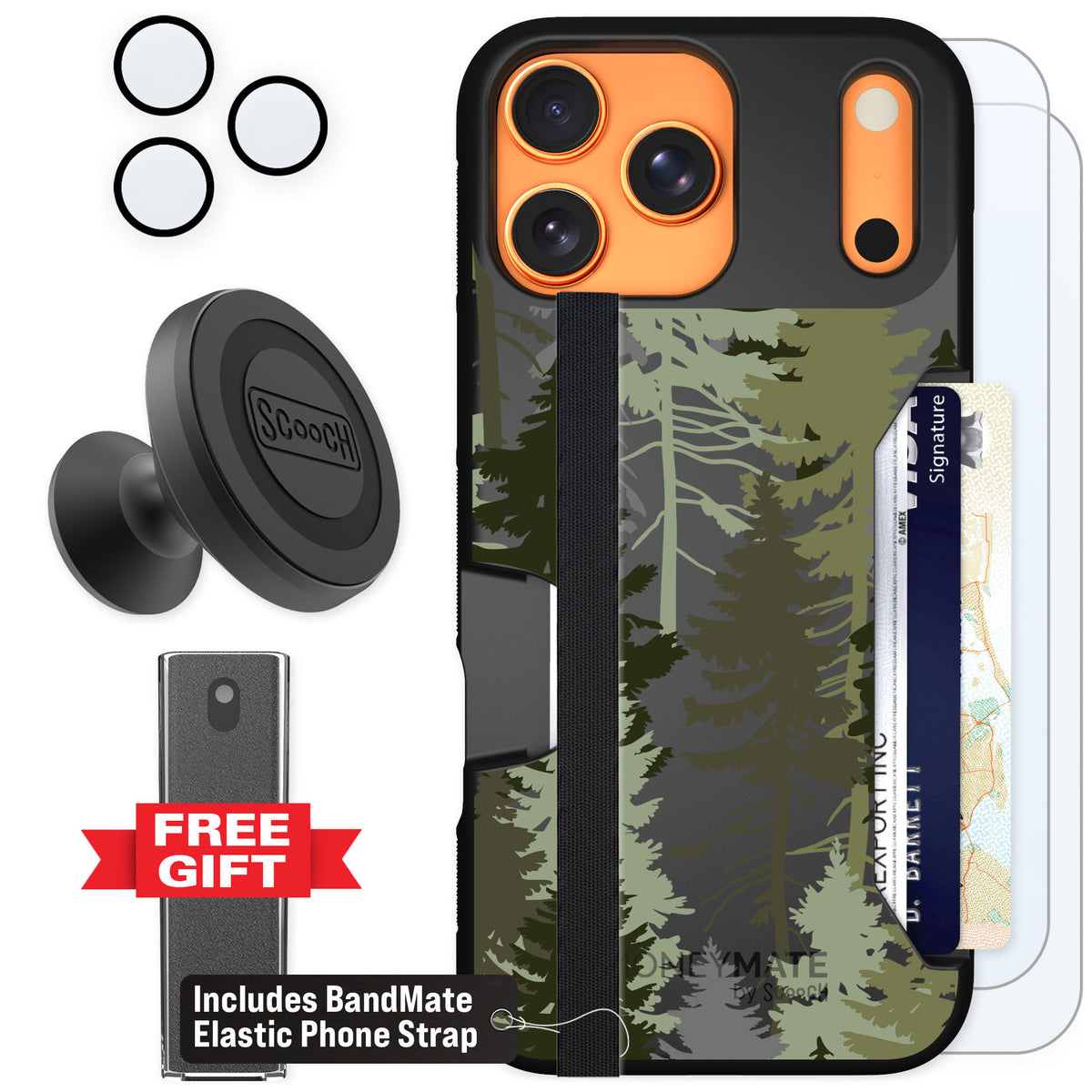 Scooch Moneymate Hidden Pines for iPhone 17 Pro Max β Defender Bundle