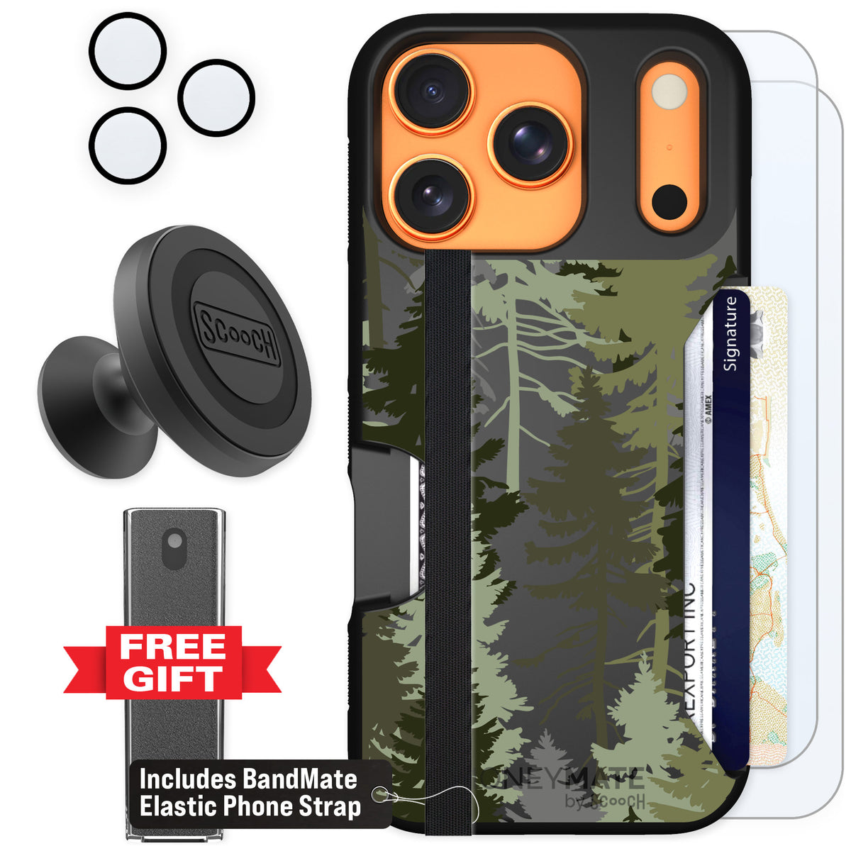 Scooch Moneymate Hidden Pines for iPhone 17 Pro β Defender Bundle